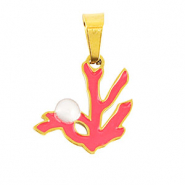 Stainless Steel - Rostfrei Stahl Anhänger Koralle Gold-rose red