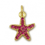 Brass TQ Metall Anhänger Seestern Gold-magenta