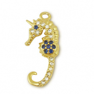 Brass TQ Metall Anhänger Seepferdchen Gold-blue