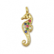 Brass TQ Metall Anhänger Seepferdchen Gold-multicolor
