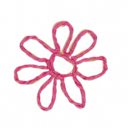 Bast Anhänger Blume 55mm Fuchsia