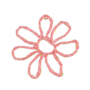Bast Anhänger Blume 55mm Light pink