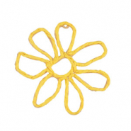 Bast Anhänger Blume 55mm Yellow