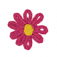 Bast Anhänger Blume 50mm Fuchsia