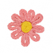 Bast Anhänger Blume 50mm Light pink