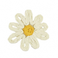 Bast Anhänger Blume 50mm White