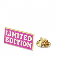 Anstecker "Limited edition" Magenta purple-white-gold