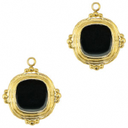 Stainless Steel - Rostfrei Stahl Anhänger Viereck Enamel Gold-black