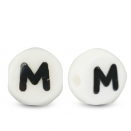 Buchstaben Perlen aus Keramik M White-black