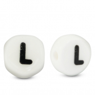 Buchstaben Perlen aus Keramik L White-black