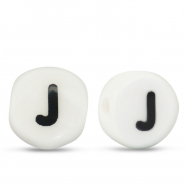 Buchstaben Perlen aus Keramik J White-black
