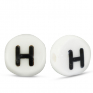Buchstaben Perlen aus Keramik H White-black