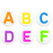 Buchstaben Perlen aus Acryl Mix White-multicolour