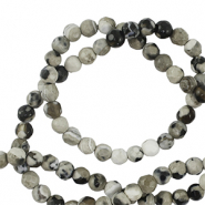 Naturstein Perlen Achat 3mm Facett geschliffen Gray-beige-black