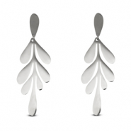 Ohrringe / Ohrstecker aus Stainless Steel - Rostfreiem Stahl Blatt Silver