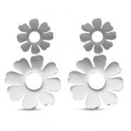 Ohrringe / Ohrstecker aus Stainless Steel - Rostfreiem Stahl Blume Silver