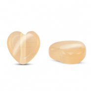 Glasperlen Cat's Eye Herz Peach orange