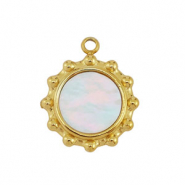 Stainless Steel - Rostfrei Stahl Anhänger Muschel Sonne Gold-white (Naturliche Farbe)