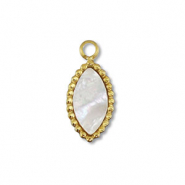 Stainless Steel - Rostfrei Stahl Anhänger Muschel Oval Gold-white (Naturliche Farbe)