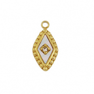 Stainless Steel - Rostfrei Stahl Anhänger Muschel Rhombus Gold-white (Naturliche Farbe)