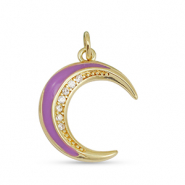 Brass TQ Metall Anhänger Zirkonia Mond Gold-purple