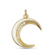 Brass TQ Metall Anhänger Zirkonia Mond Gold-white