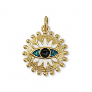 Brass TQ Metall Anhänger Nazar Auge Gold-white-petrol blue