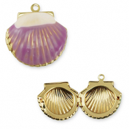 Brass TQ Metall Anhänger Muschel Gold-purple