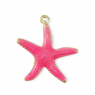 Brass TQ Metall Anhänger Seestern Gold-dark pink