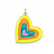 Brass TQ Metall Anhänger Herz Gold-multicolor neon