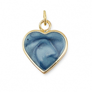 Brass TQ Metall Anhänger Herz Gold-blue marble