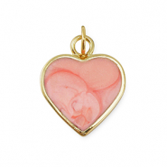Brass TQ Metall Anhänger Herz Gold-light pink marble