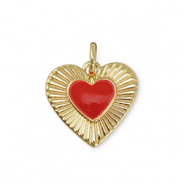 Brass TQ Metall Anhänger Herz Gold-red
