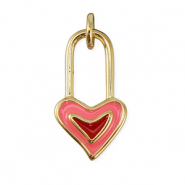 Brass TQ Metall Anhänger Verschluss Herz Gold-pink-red