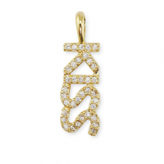 Brass TQ Metall Anhänger Zirkonia "Kiss Gold