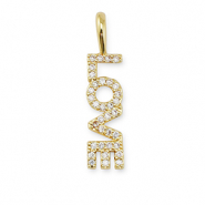 Brass TQ Metall Anhänger Zirkonia "Love" Gold