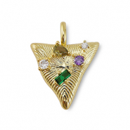 Brass TQ Metall Anhänger Zirkonia Dreieck Gold-multicolor