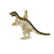 Brass TQ Metall Anhänger Zirkonia Dino Gold-black