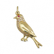 Brass TQ Metall Anhänger Zirkonia Vogel Gold