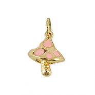 Brass TQ Metall Anhänger Fliegenpilz Gold-light pink