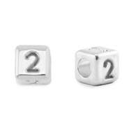 Metall Perlen Buchstabe DQ 2 Antik silber (Nickelfrei)
