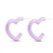 Trendy Ohrringe Herz Lilac purple-pearl shine coating