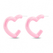 Trendy Ohrringe Herz Light pink-pearl shine coating