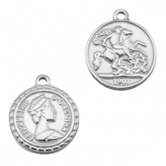 Stainless Steel - Rostfrei Stahl Anhänger Münze Silver