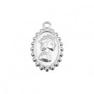 Stainless Steel - Rostfrei Stahl Anhänger Frau mit Krone Silver