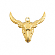 Stainless Steel - Rostfrei Stahl Anhänger Texas-Langhornschädel Gold