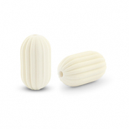 Acryl Perlen Oval Off white
