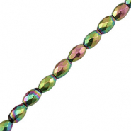 Hämatit Perlen Oval 5mm Facett geschliffen Green-pink-AB coating