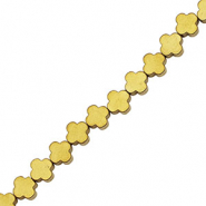 Hämatit Perlen Glücksklee 4mm Gold
