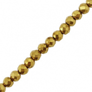Hämatit Perlen Rund 3mm Facett geschliffen Gold